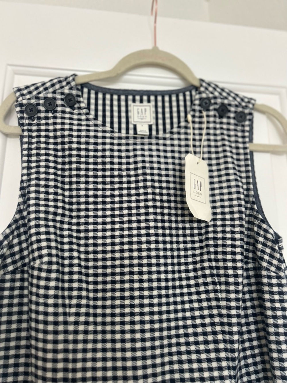 GAP x DOEN Gingham Denim Mini Dress - Picture 2 of 4